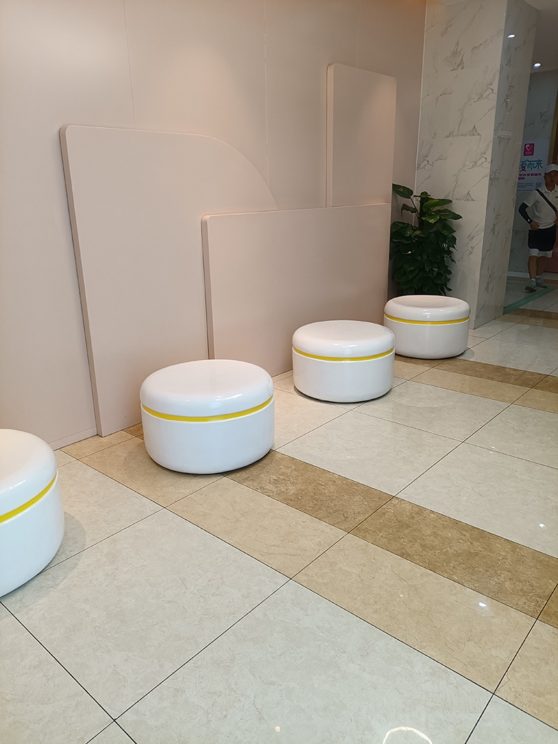 玻璃鋼圓形坐凳，漂亮的商場酒店寫字樓休閑椅!