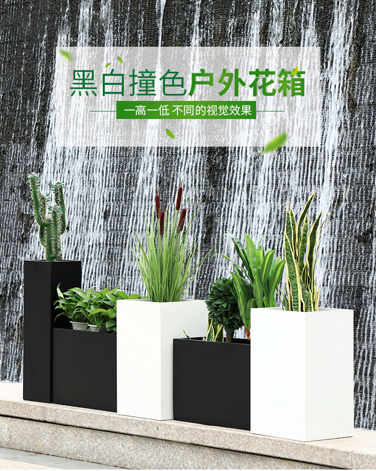 玻璃鋼戶外方形街區(qū)景觀花盆