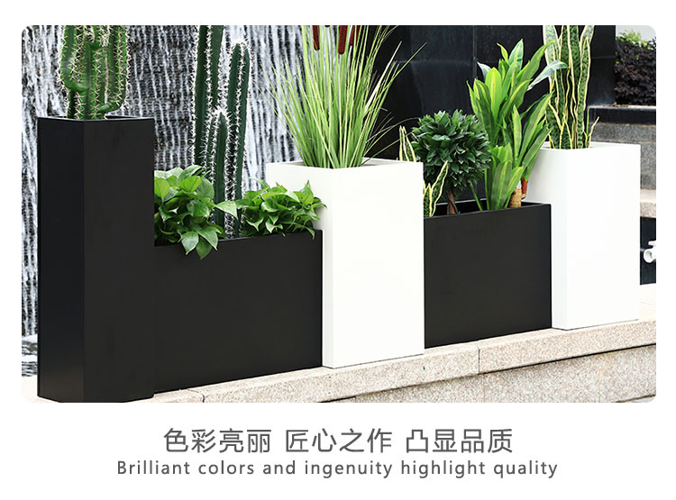 玻璃鋼戶外方形街區(qū)景觀花盆