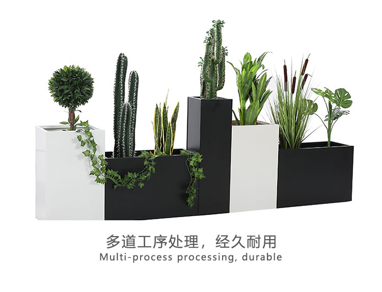 玻璃鋼戶外方形街區(qū)景觀花盆