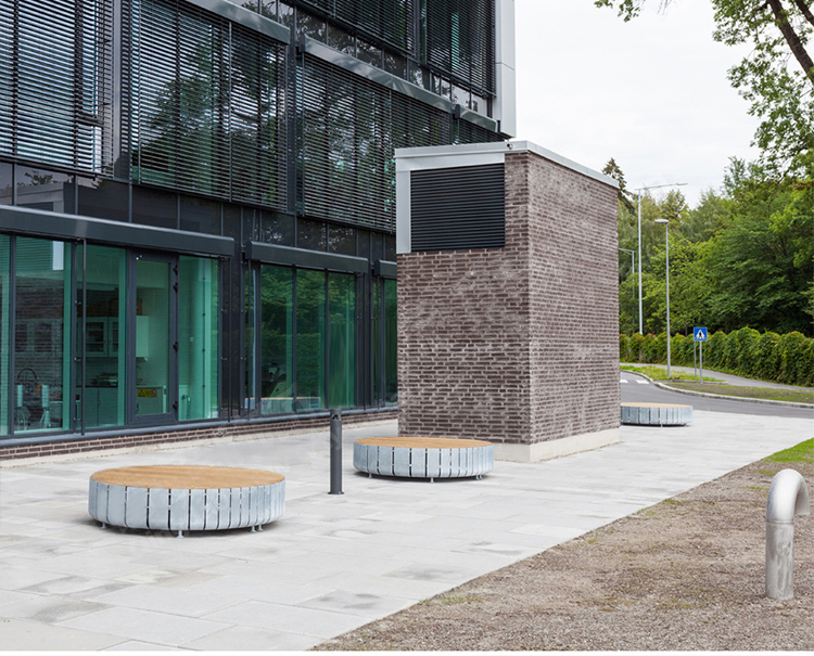 不銹鋼異形防腐木景觀園林坐凳