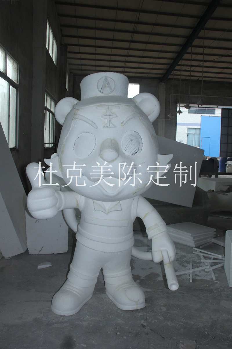 玻璃鋼老虎雕塑卡通公仔消防員雕塑擺件