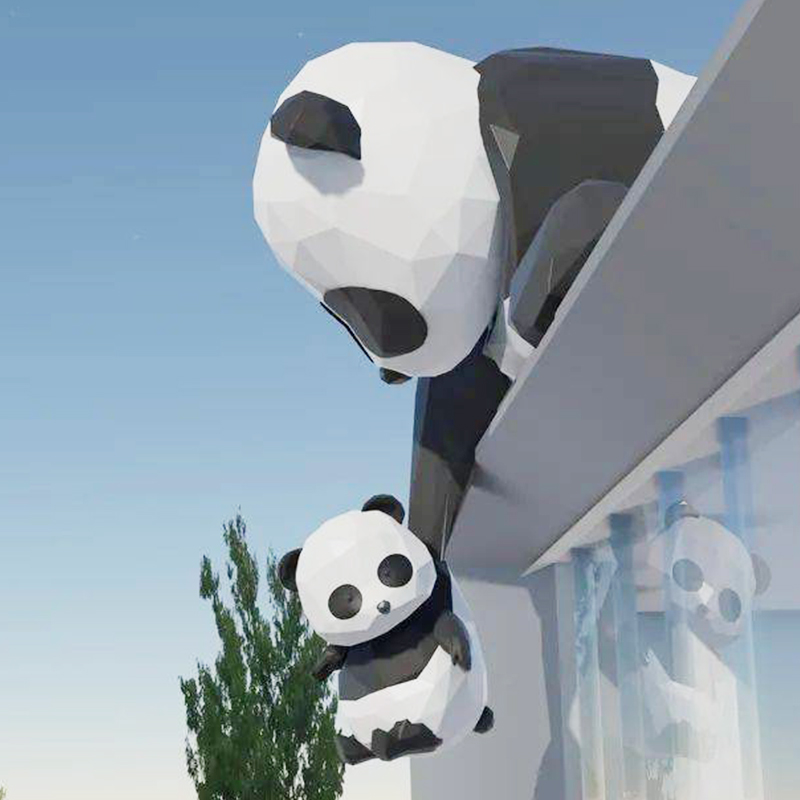 玻璃鋼大熊貓雕塑切面藝術(shù)景觀美陳擺件