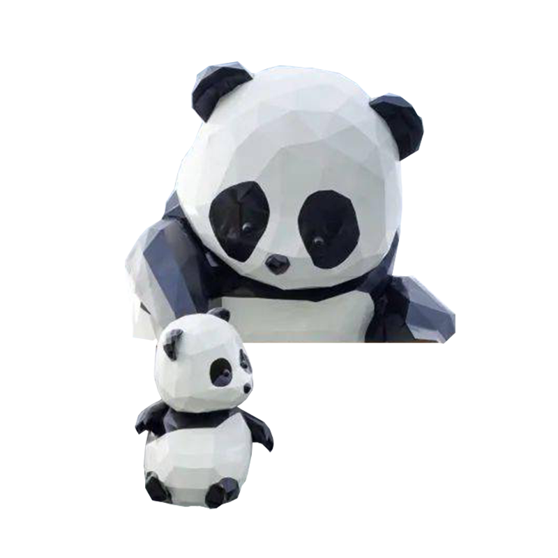 玻璃鋼大熊貓雕塑切面藝術(shù)景觀美陳擺件