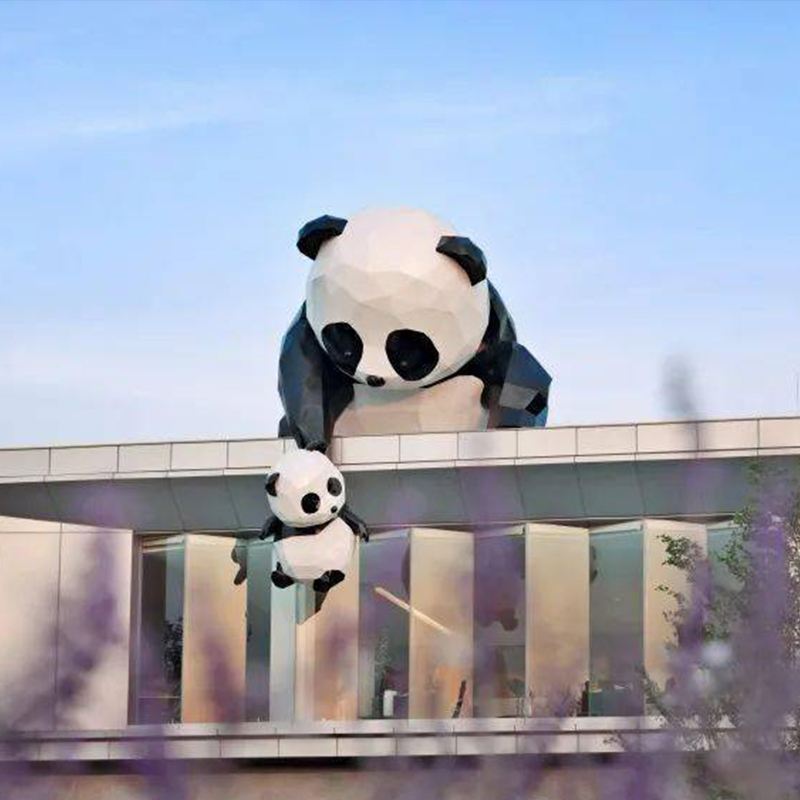 玻璃鋼大熊貓雕塑切面藝術(shù)景觀美陳擺件