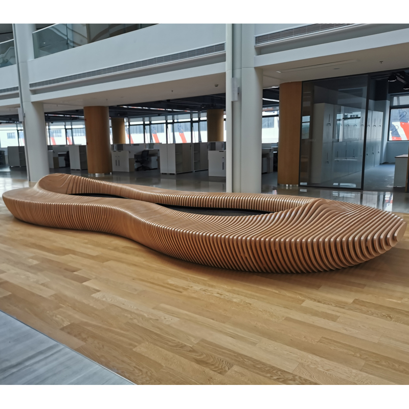 木質(zhì)切片花壇樹池坐凳商場酒店創(chuàng)意異形花池休閑座椅