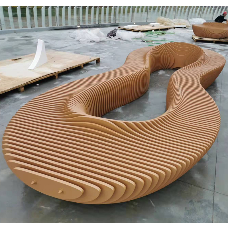 木質(zhì)切片花壇樹池坐凳商場酒店創(chuàng)意異形花池休閑座椅