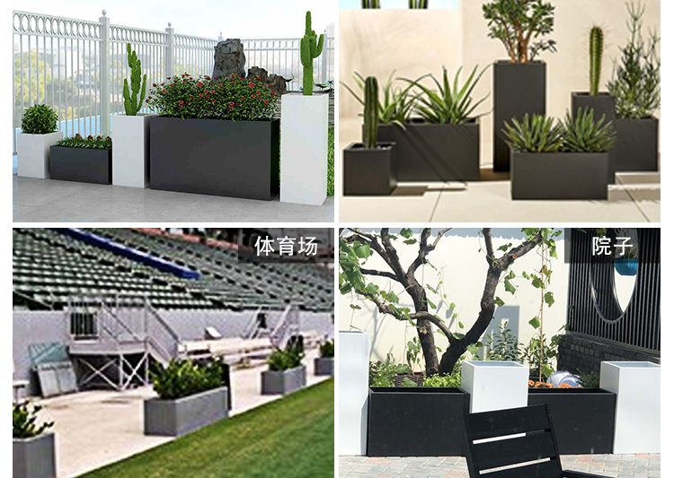 玻璃鋼戶外長(zhǎng)方形花箱街區(qū)市政花盆