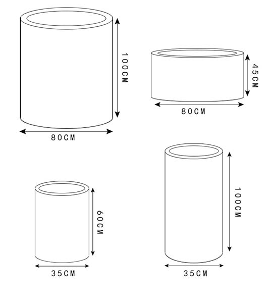 玻璃鋼圓柱形花盆組合戶外種植景觀花箱