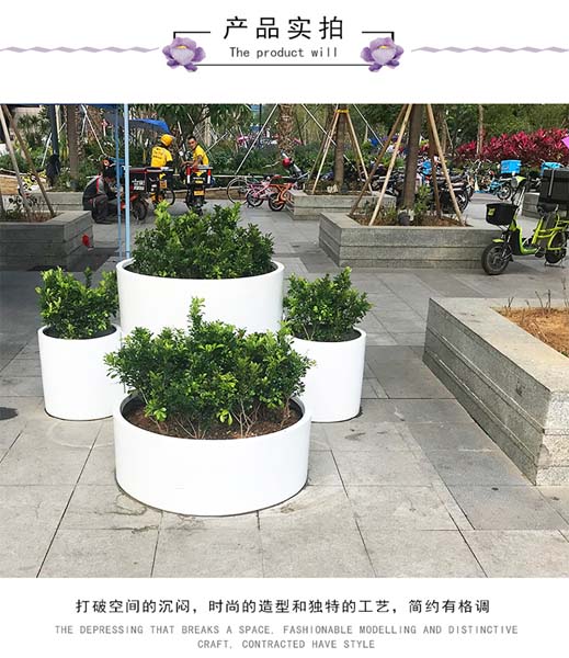 玻璃鋼圓柱形花盆組合戶外種植景觀花箱