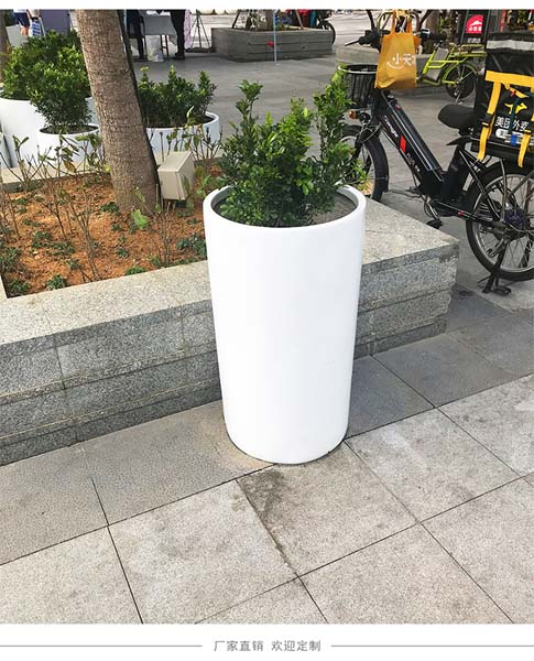 玻璃鋼圓柱形花盆組合戶外種植景觀花箱