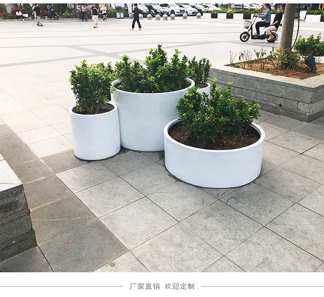 玻璃鋼圓柱形花盆組合戶外種植景觀花箱