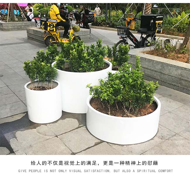 玻璃鋼圓柱形花盆組合戶外種植景觀花箱