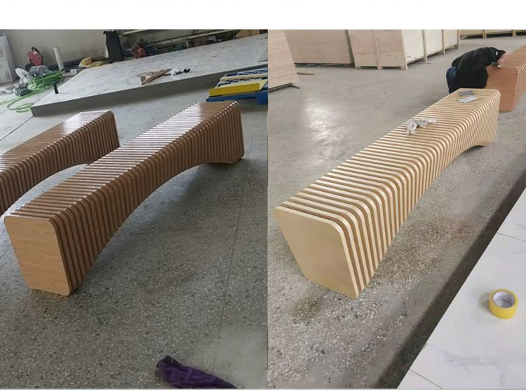 防腐木質(zhì)長條切片藝術(shù)座椅