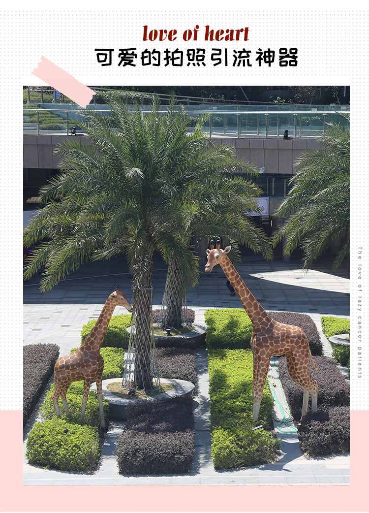 長頸鹿玻璃鋼雕塑室外動物園林景觀雕塑