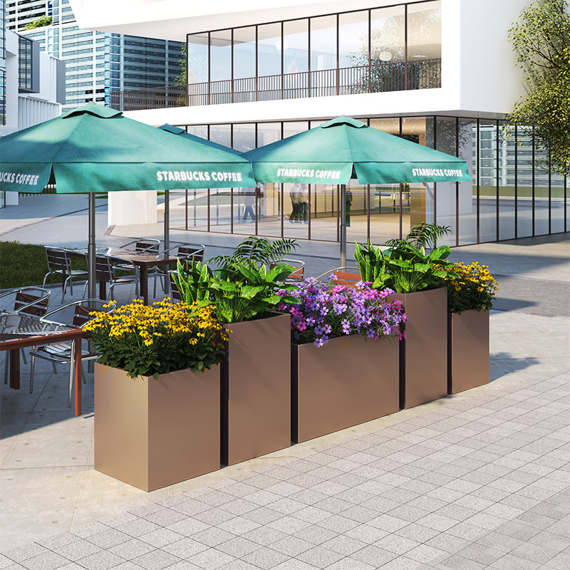 不銹鋼商業(yè)街花箱市政景觀金屬花盆