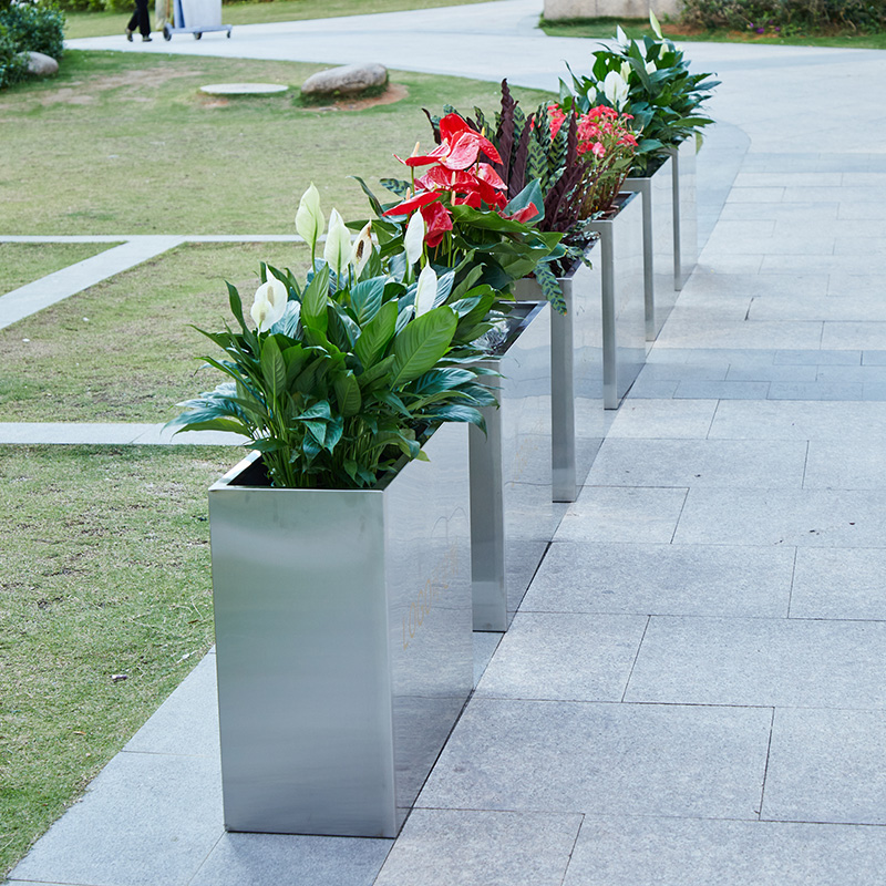 不銹鋼金屬戶外花箱景觀商業(yè)街區(qū)花盆