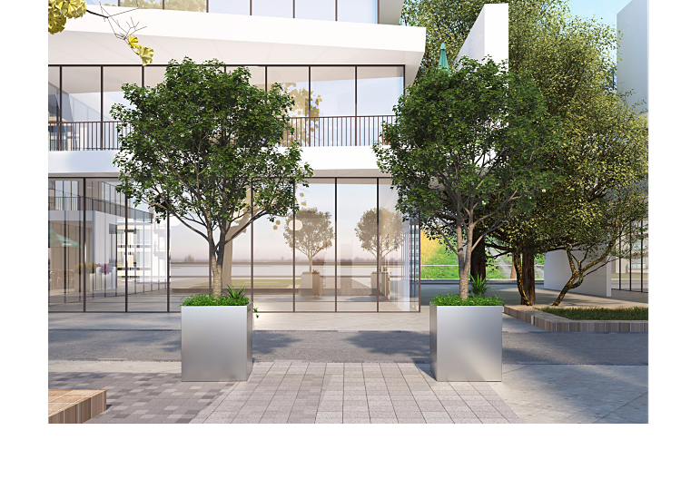 不銹鋼商業(yè)街花箱市政景觀金屬花盆