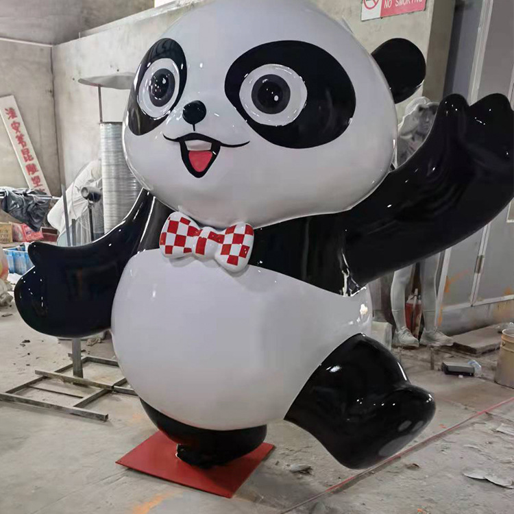 玻璃鋼卡通大熊貓雕塑戶外景觀動物小品擺件 玻璃鋼卡通大熊貓雕塑戶外景觀動物小品擺件