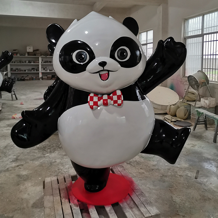 玻璃鋼卡通大熊貓雕塑戶外景觀動物小品擺件 玻璃鋼卡通大熊貓雕塑戶外景觀動物小品擺件