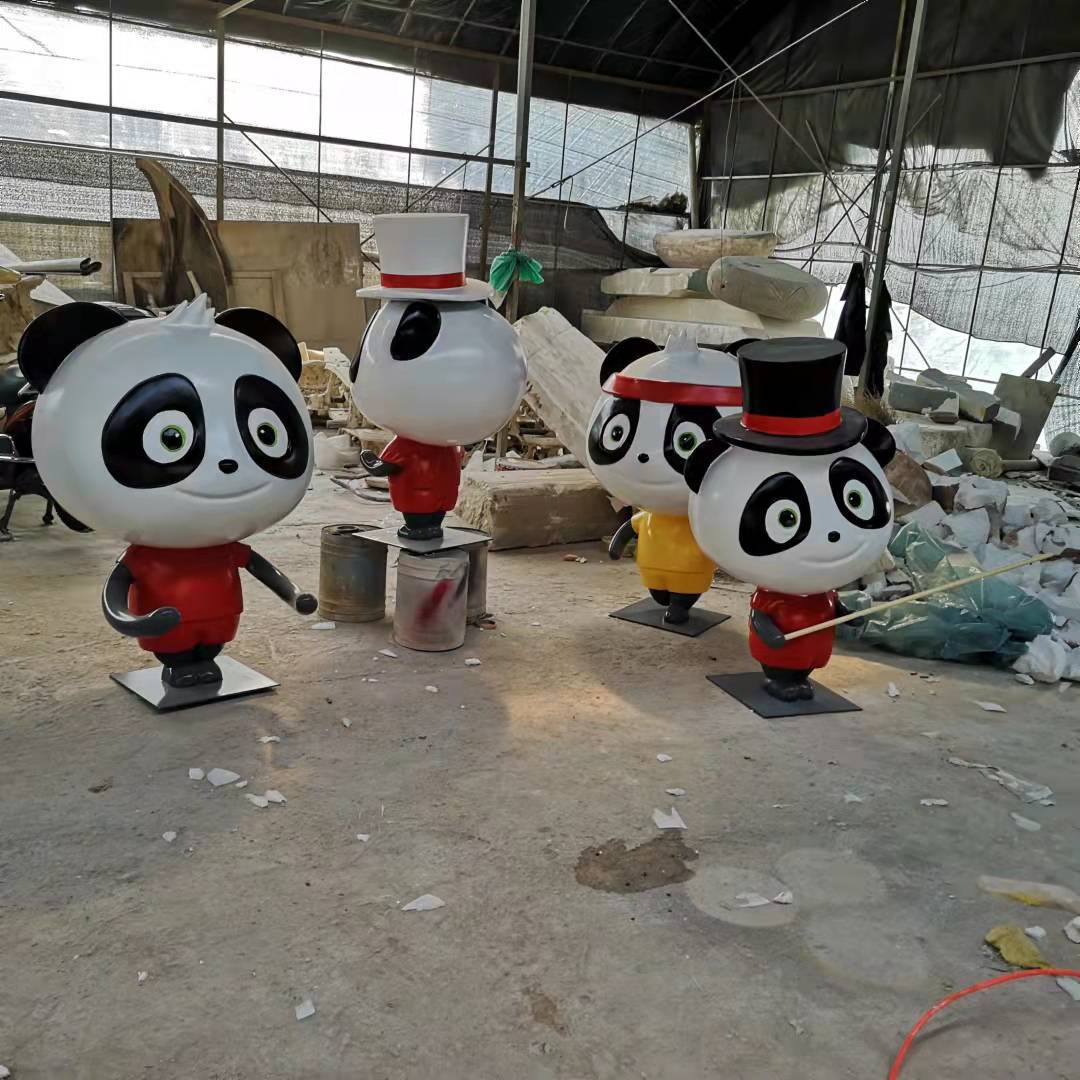 玻璃鋼卡通大熊貓雕塑戶外景觀動物小品擺件 玻璃鋼卡通大熊貓雕塑戶外景觀動物小品擺件