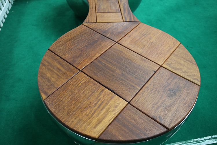 不銹鋼景觀雙人防腐木坐凳創(chuàng)意藝術(shù)座椅