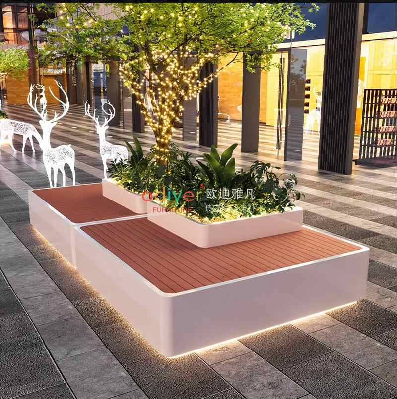 不銹鋼異形樹池坐凳防腐木景觀藝術(shù)花壇座椅 不銹鋼異形樹池坐凳防腐木景觀藝術(shù)花壇座椅