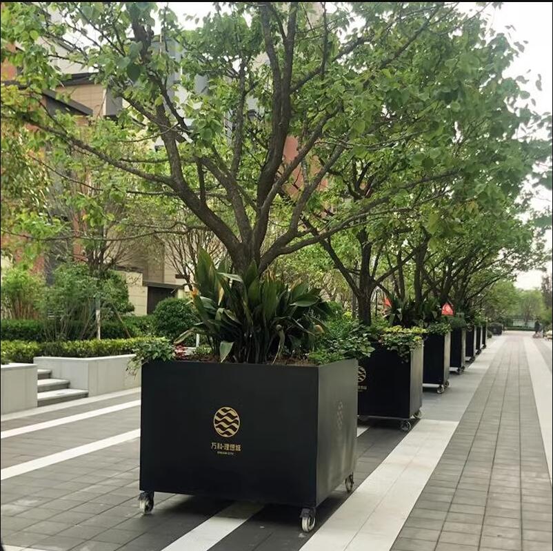 不銹鋼方形花盆戶外景觀正方形花箱 不銹鋼方形花盆戶外景觀正方形花箱