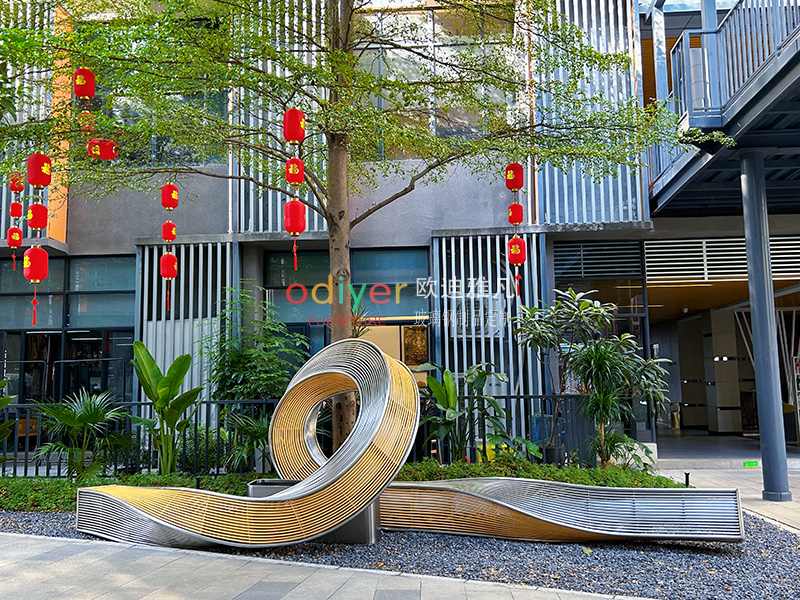 不銹鋼鏤空花盆座椅創(chuàng)意藝術(shù)景觀花壇坐凳