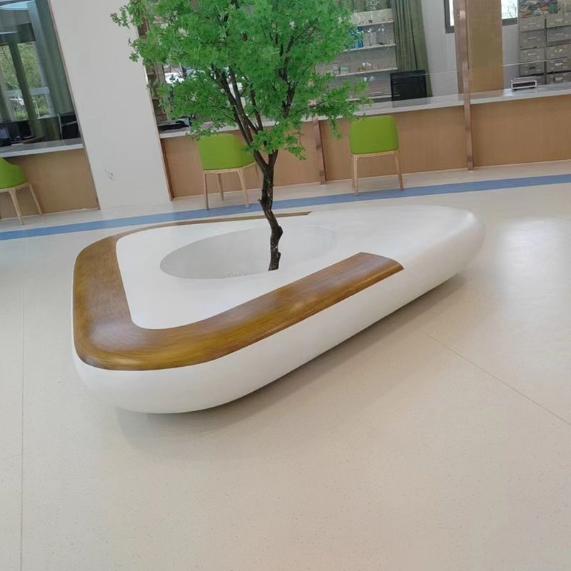 三角形木紋玻璃鋼樹池坐凳異形花壇座椅