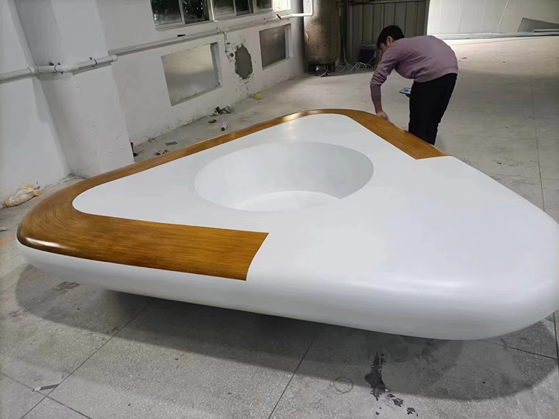 三角形木紋玻璃鋼樹池坐凳異形花壇座椅