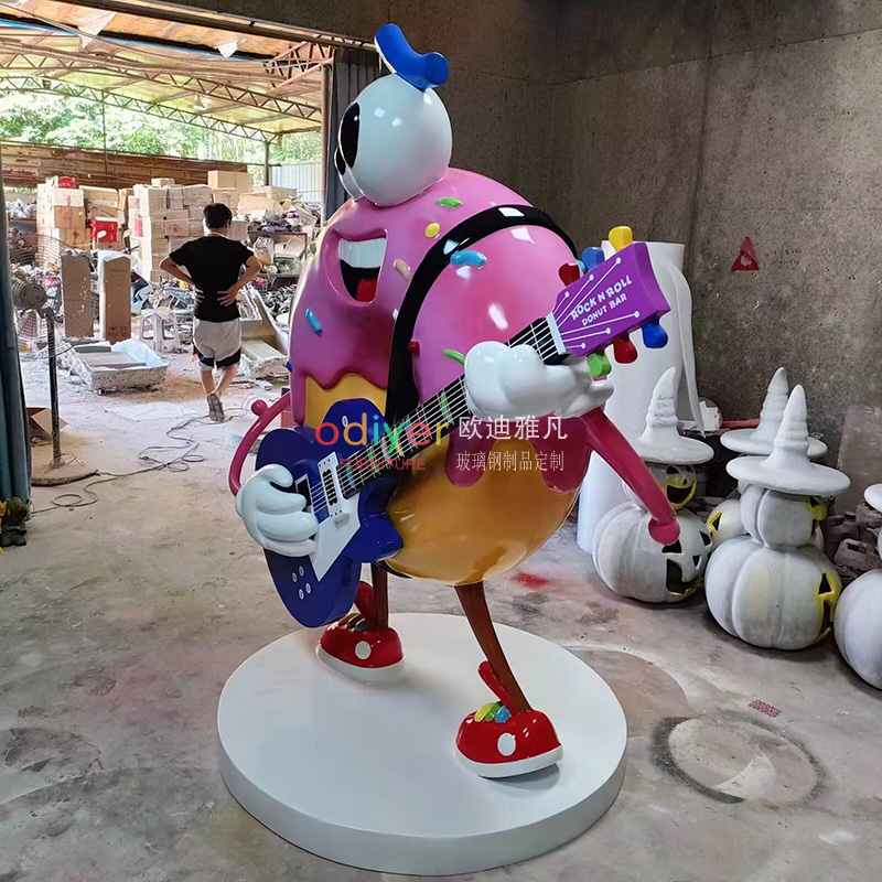 玻璃鋼甜甜圈雕塑音樂(lè)小提琴改造型擺件