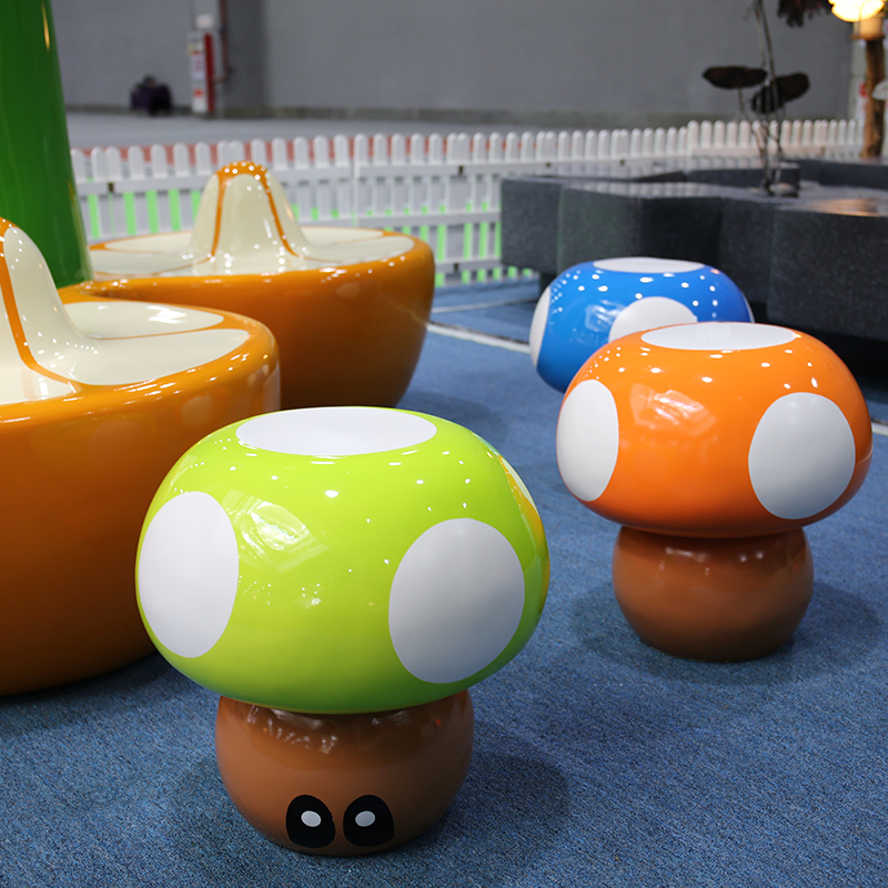 玻璃鋼卡通蘑菇茶幾座椅，讓生活更有意境！