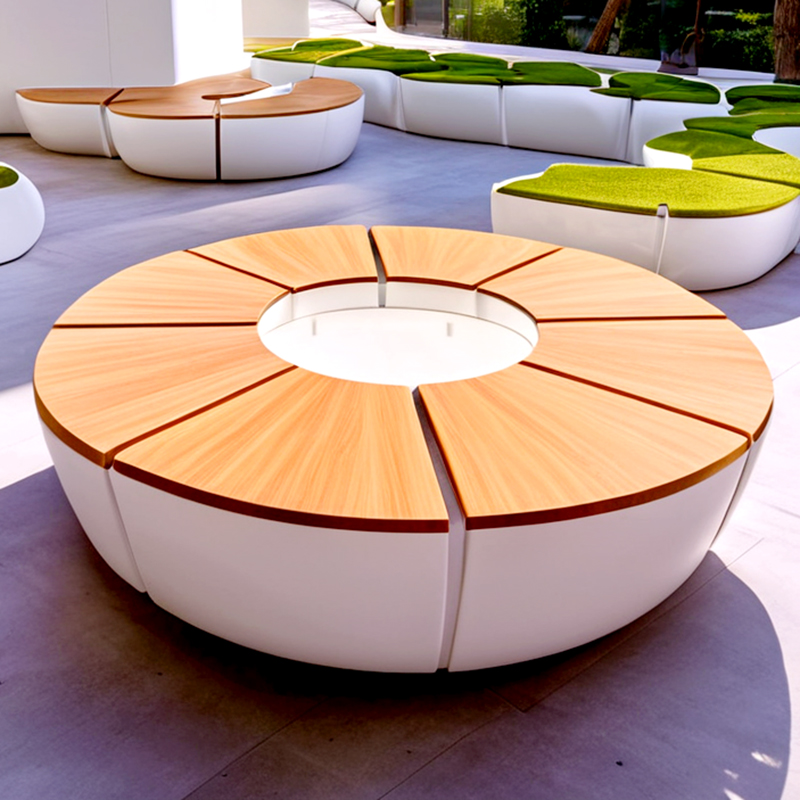 玻璃鋼圓形花瓣?duì)顦涑刈史履炯y面花池