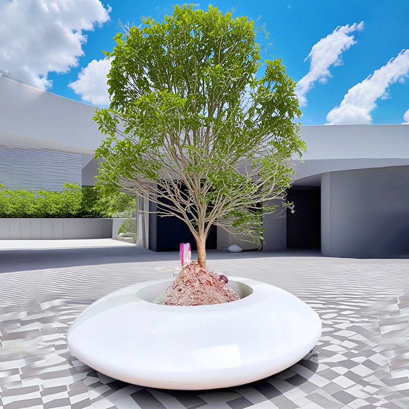 圓形玻璃鋼樹池坐凳戶外廣場花壇造型異形花池