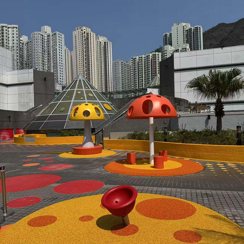 香港玻璃鋼蘑菇雕塑坐凳定制案例