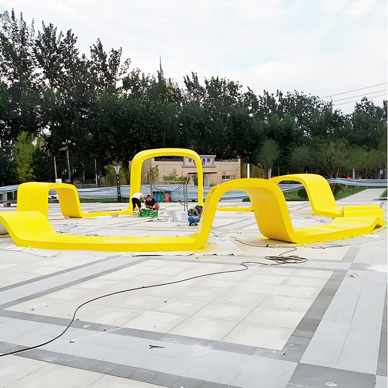 玻璃鋼飄帶坐凳長條不銹鋼異形景觀座椅