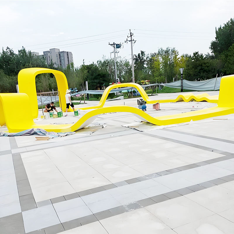 玻璃鋼飄帶坐凳長條不銹鋼異形景觀座椅